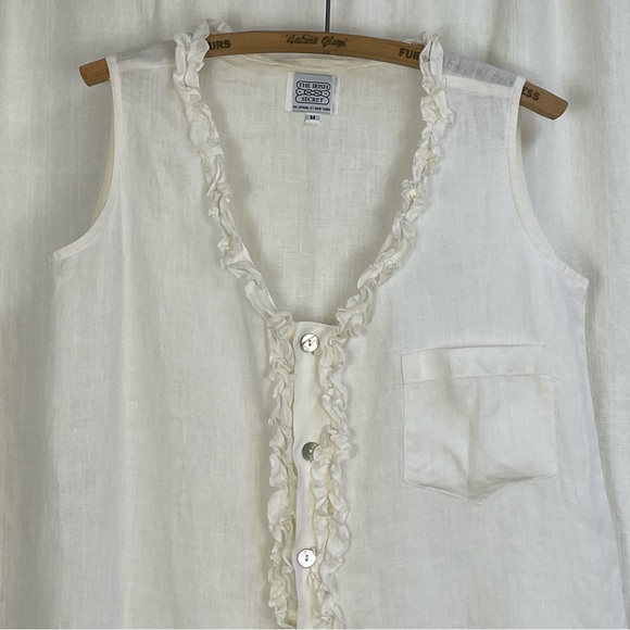 Vintage THE IRISH SECRET Linen Sleeveless Top tank ivory off white - Picture 2 of 15